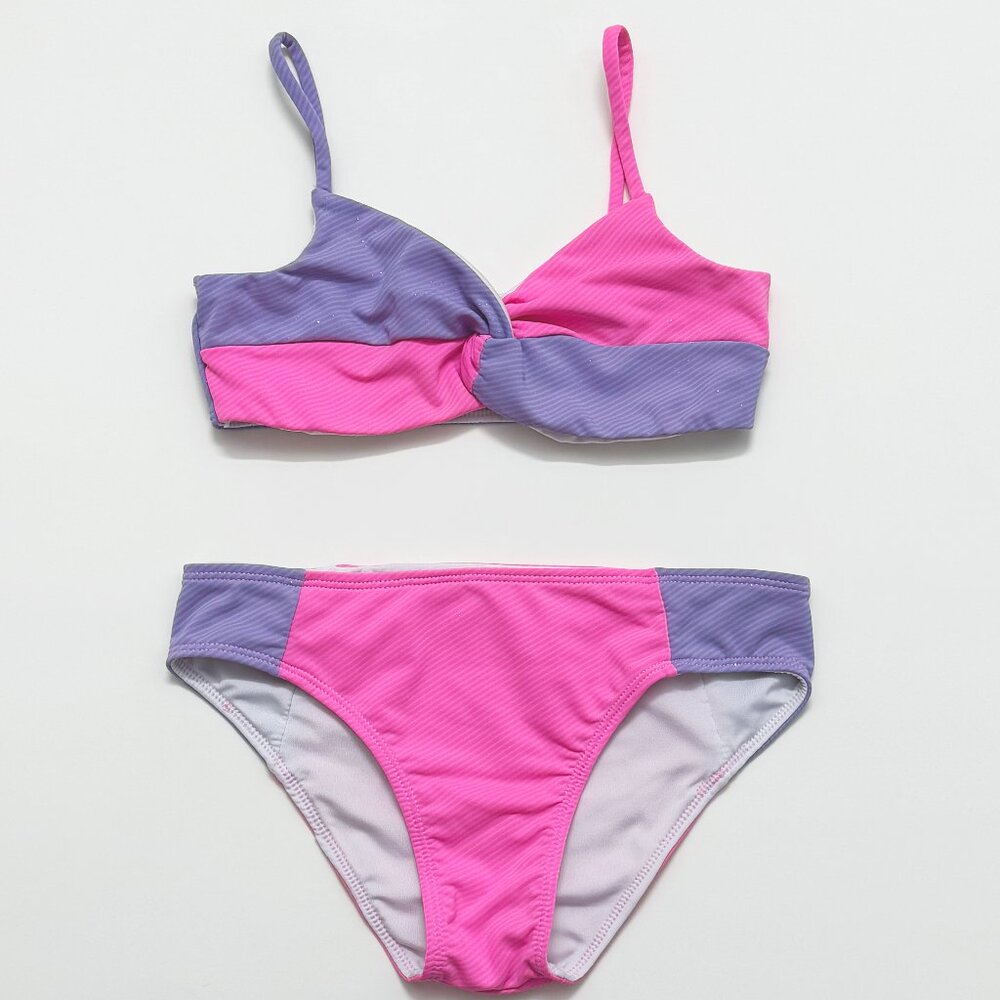 FBZ Flowers By Zoe Bikini Knotted Color Block Size S Girls